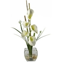 Nearly Natural Calla Lily Liquid Illusion Artificial Flower Arrangement, Cream