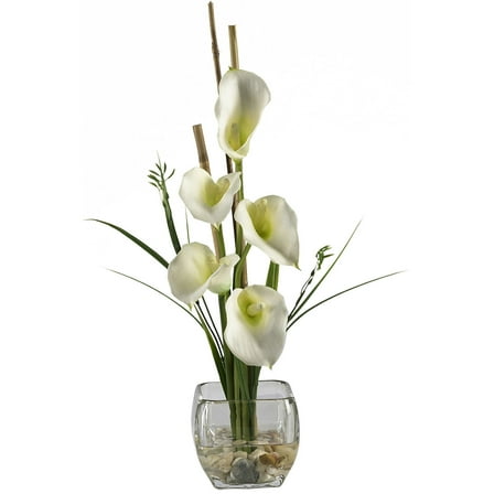 Nearly Natural Calla Lily Liquid Illusion Artificial Flower Arrangement, Cream
