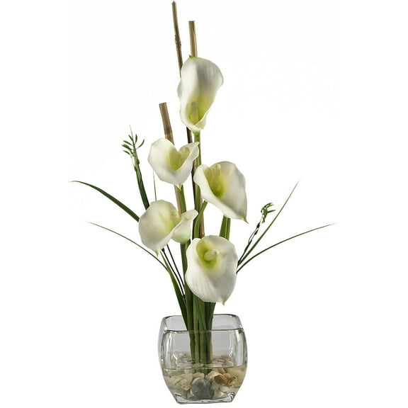 Nearly Natural Calla Lily Liquid Illusion Artificial Flower Arrangement, Cream