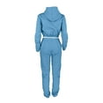 thumbnail image 4 of Jalioing Fall Winter Women's 2 Piece Sweatshirt Outfits Hooded Drawstring Tracksuit with Sweatpant Sportsuit (X-Large, Light Blue), 4 of 9