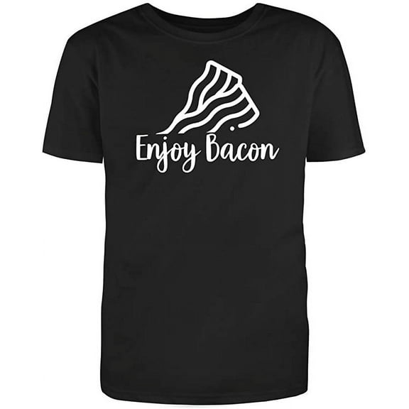 Enjoy Bacon Men's 100% Cotton White Text Fill Black Ideal Gift Funny T-Shirt (S)Small