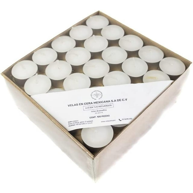 Vela Pequeña Decorativa Tealight 100 Pzs Color Blanco Velasart Incandescente