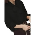 thumbnail image 3 of Bangus Women's Bow Tie Neck Ruffle Long Sleeve Chiffon Shirt Blouse Top, 3 of 5
