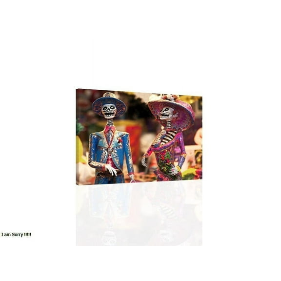 El Dia De Los Muertoes figurines - CANVAS OR PRINT WALL ART