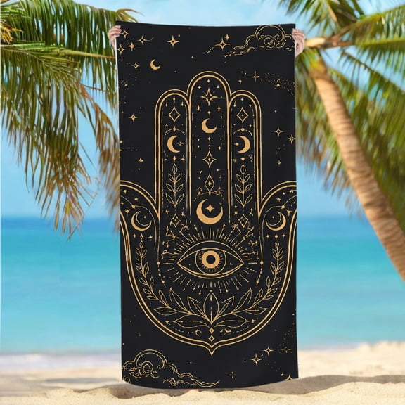 RKSupls 30x60inch Beach Towel Hamsa Hand Mystic Quickly Absorb Moisture, Ultra-Soft Microfiber Machine Washable Ideal for Bathroom beach yoga