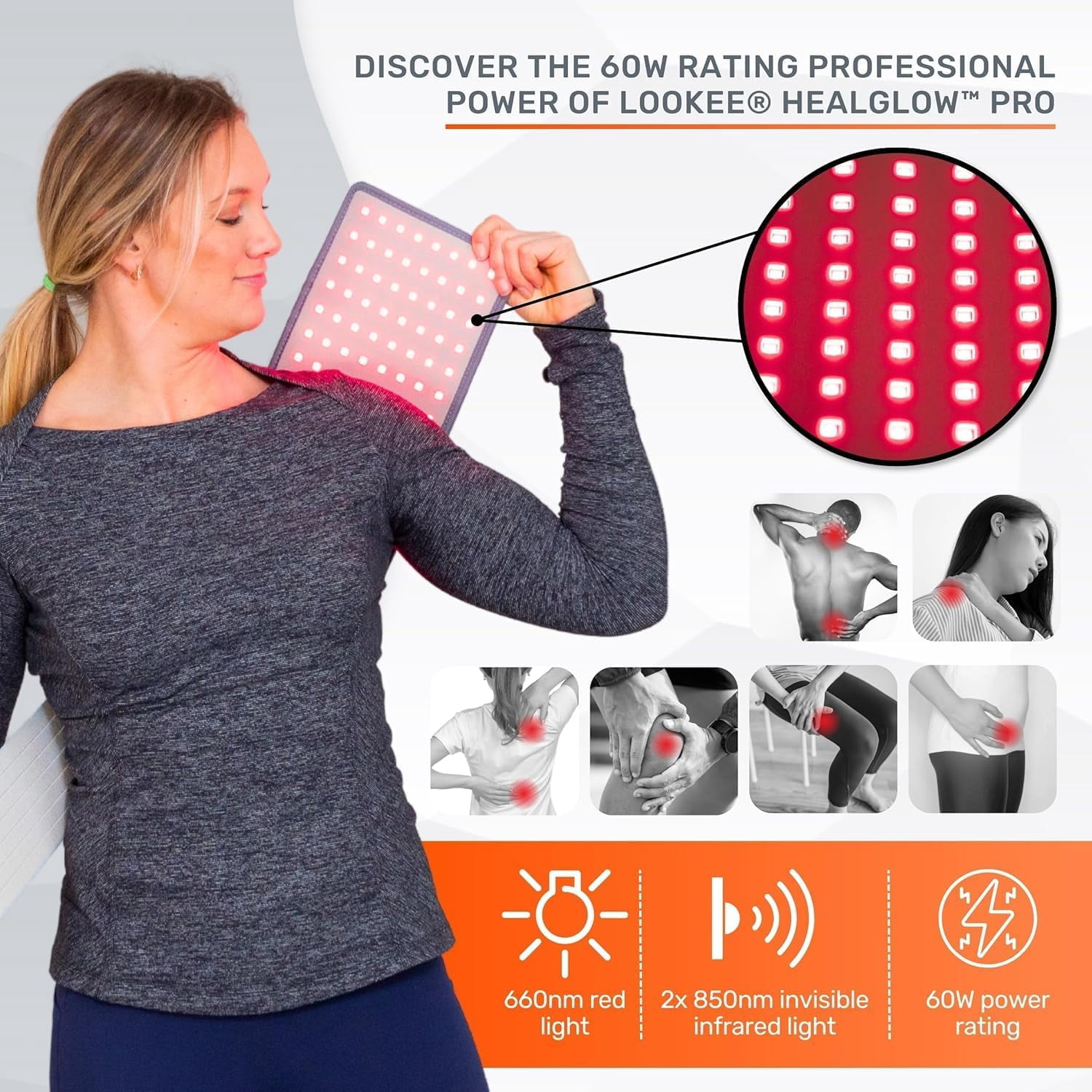 LOOKEE® HealGlow™  Pro LED Wellness Belt – 360 LEDs Red & Near-Infrared Light Wrap Programmable with 10 Custom Modes