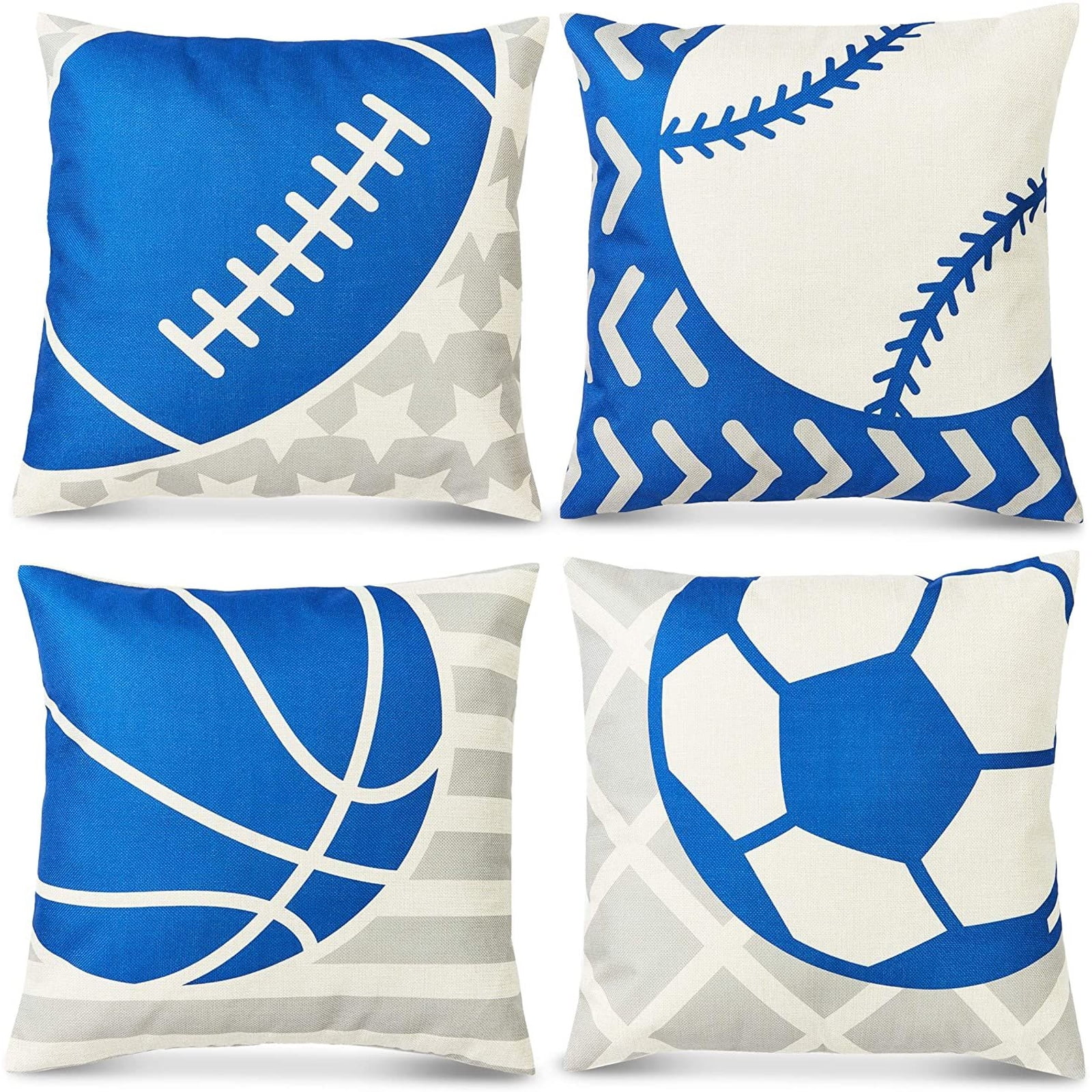 All Smiles Fun Ocean Throw Pillow Covers for Cute Kids & You Sea Home Decor Blue Coastal Cushion Cases 18x18 Nautical Decorative Pillowcases Set of 4 for Couch Bed Sofa 