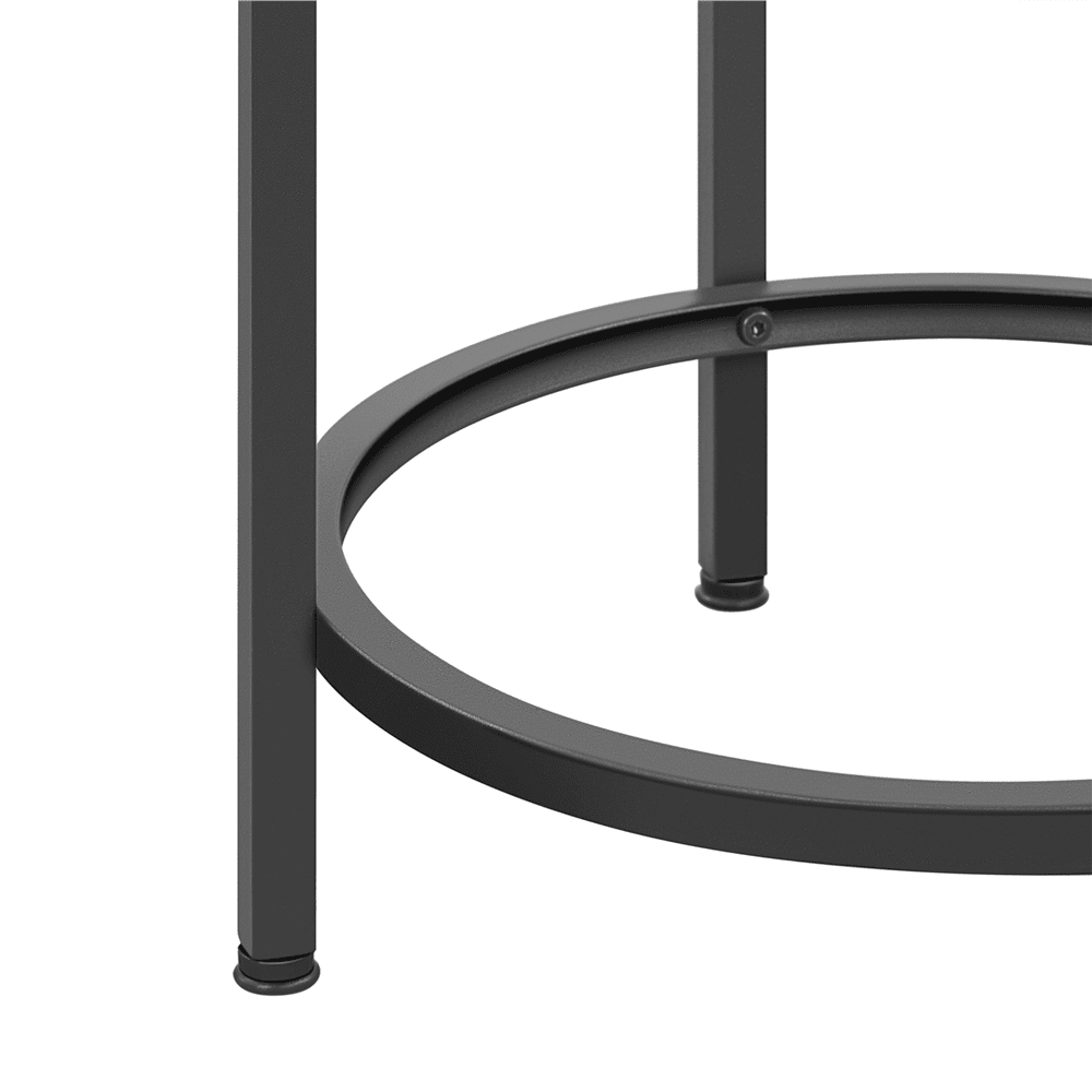 Renwick Round Metal and Glass Top Accent Table, Black