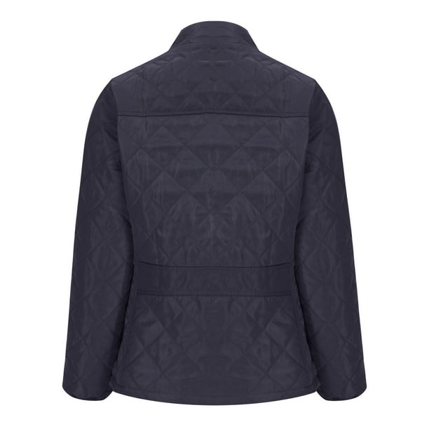 Xysaqa Diamond Quilted Jacket for Women Stand Collar Lightweight
