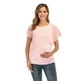 thumbnail image 1 of aDJFDGT T-Shirt de Maternité pour Femmes Ourlet Irrégulier Décontracté Manches Courtes Col Rond Basique T-Shirt d'Allaitement, 1 of 9