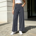 thumbnail image 6 of Hvogkswy Work Pants Women High Waist Straight-Leg Pants Solid Button Travel Hiking Casual Pants with Pockets, 6 of 6