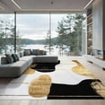 thumbnail image 2 of ODIKA 8'x10' Washable Area Rug Black Gold Abstract Brushstroke Modern Dynamic Design with Bold Shapes for Dining Room, Large Office, Lounge, Non-Slip Chair-Friendly Mat, 2 of 7