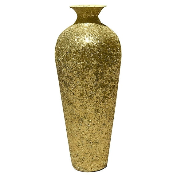 DecorShore Bella Palacio - 20" Artisan Metal Accent Floor Vase with Sparkling Glass Flake Overlay