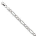 thumbnail image 2 of 925 Sterling Silver 7mm Pave Flat Figaro Chain Bracelet, 2 of 4