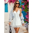 thumbnail image 3 of Avidlove Sexy Lingerie for Women Satin Lace Chemise Nightgown Sexy Full Slips Sleepwear White Small, 3 of 7