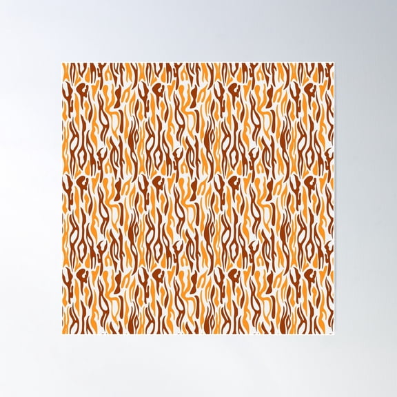 Orange And Maroon Striped Animal Pattern Design Poster Wall Art, Modern Wall Decor For Living Room Bedroom, 24x24 UNFRAMED