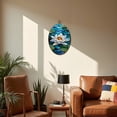 thumbnail image 5 of Canvas Wall Art Peaceful Stained Glass Waterlily Dragonflies Reflections Oval Framed Canvas Prints Vintage Wall Hanging Decor for Home Office Decorations 8.6"x11.4", 5 of 7