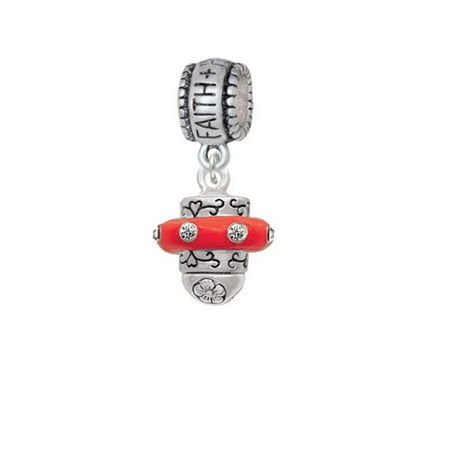 Crystal Red Spinner - Faith Hope Love Charm Bead