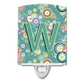 thumbnail image 1 of Carolines Treasures CJ2015-WCNL Letter W Circle Circle Teal Initial Alphabet Ceramic Night Light, 1 of 1