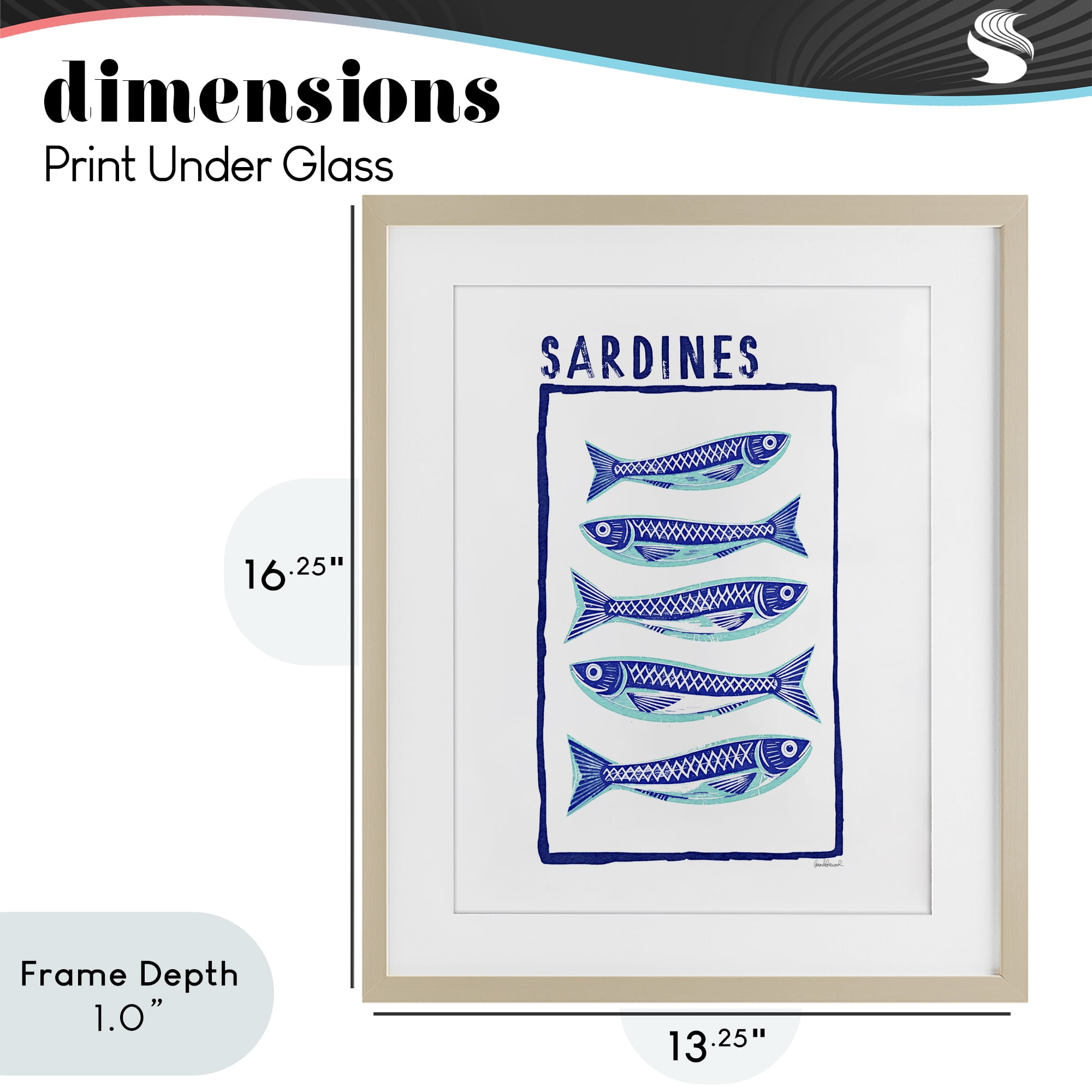 Stupell Industries Blocked Sardines Pattern Birch Framed Print Under Glass, design by Amanda Greenwood