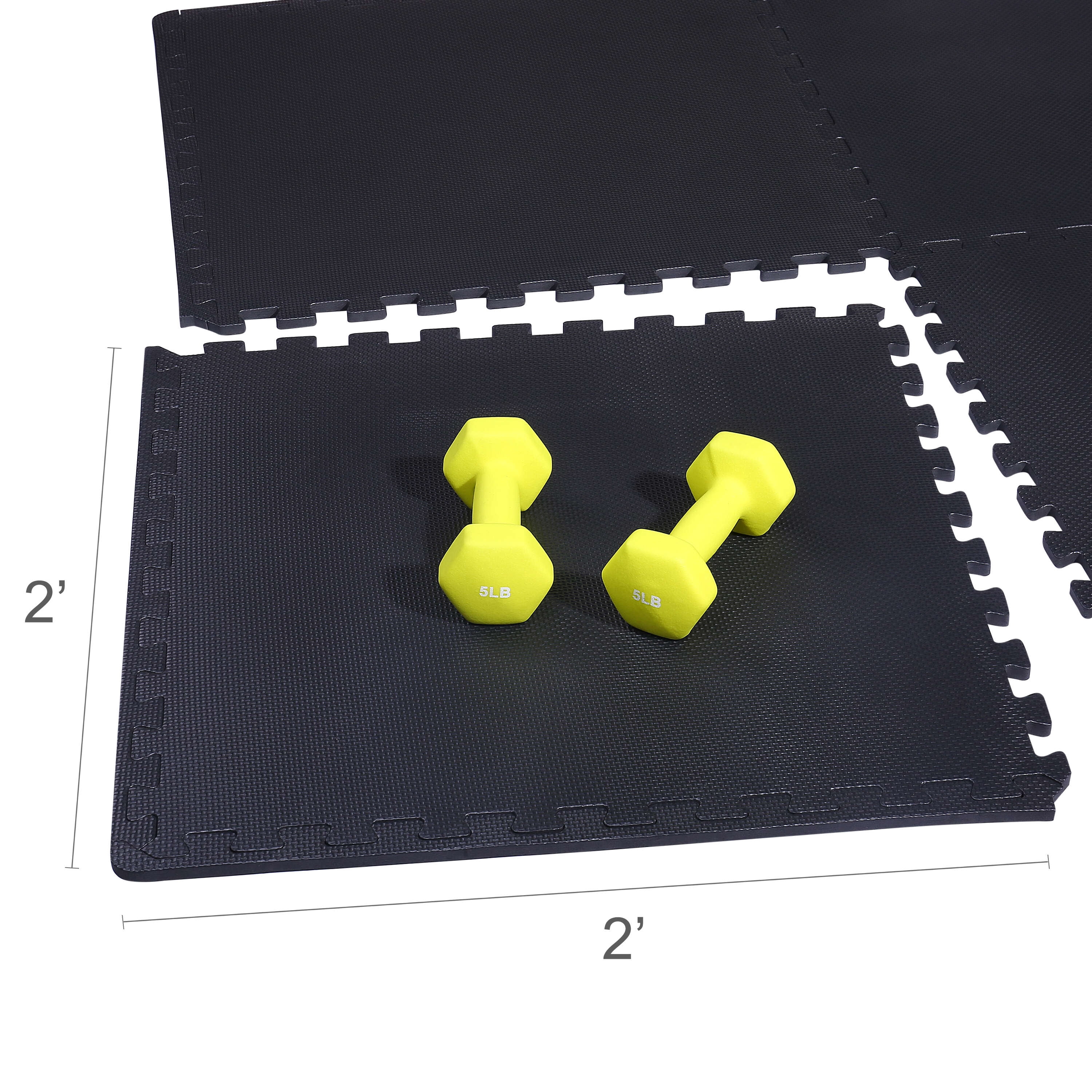 Puzzle Exercise Mat with EVA Foam Interlocking Tiles for MMA, Exercise, Gymnastics and Home Gym Protective Flooring, 1/2" Thick, 48 Square Feet, Black