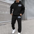 thumbnail image 2 of Mens Sweat Suits 2 Piece Set Hooded Sweatshirt and Pants Cozy Hooded Sweatshirt Sweatpants Set Fall Winter Clothes, Black, Size XXL, 2 of 7