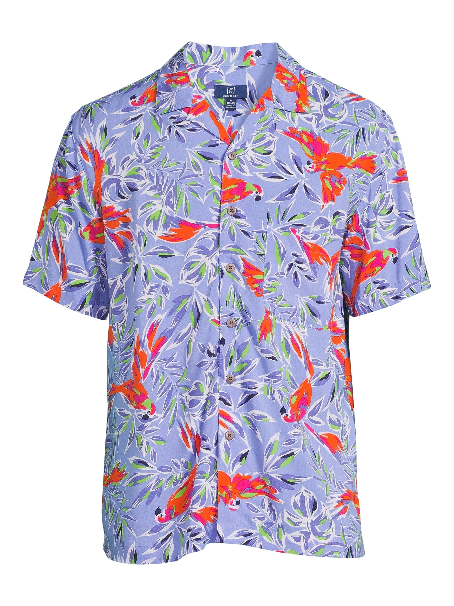 George Men’s Printed Short Sleeve Button Down Shirt