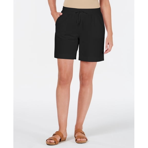Karen Scott Knit Drawstring Shorts Deep Black XS