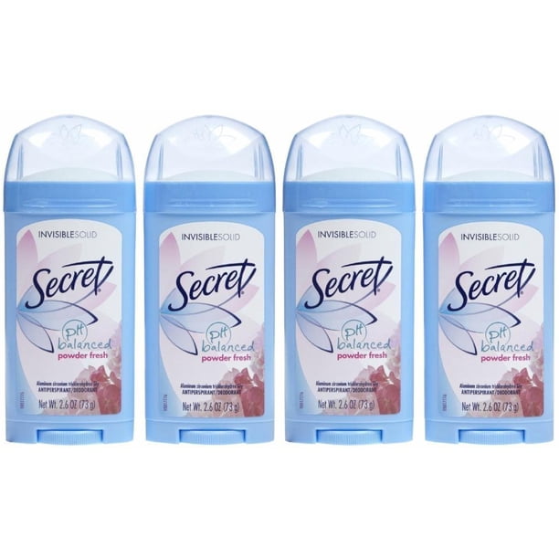 Secret Invisible Solid Antiperspirant Deodorant Powder Fresh, 2.6oz, 4Pack