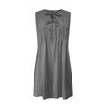 thumbnail image 4 of Hyknon Robes d'Été pour Femmes Mode Couleur Unie Col Rond Sans Manches Robes Plissées Fluides Amples Sans Manches avec Poches, 4 of 5