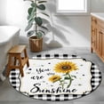 thumbnail image 3 of Round Rugs 4Ft, Sunflowers Round Area Rug Washable Indoor Throw Carpet, Yellow Floral Botanical Black White Plaid Farmhouse Soft Non Slip Circle Rug for Kitchen Nursery Room Home Decor Aesthetic, 3 of 8