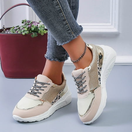 

Sneakers Casual Women s Non Slip Internal Increase Leopard Print Lace Up Thick Sole Breathable Sport Shoes Sneaker