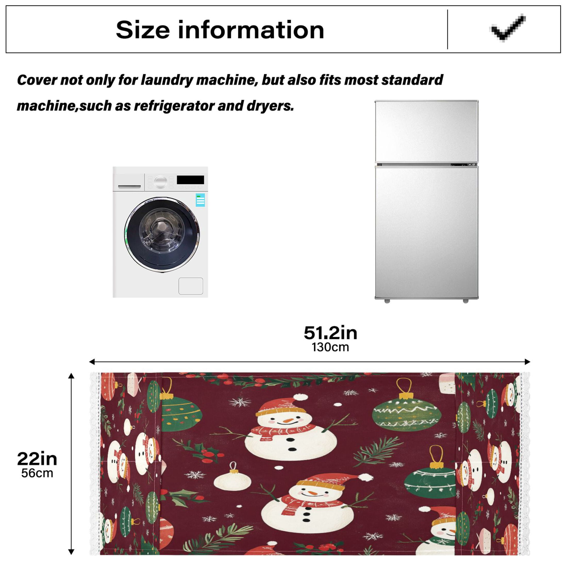 WOBOGO Christmas Pattern with Snowmen and Green Trees Washing Machine Cloth Dryer Refrigerator Top Cover Protective Non-Slip Mat For Kitchen Laundry