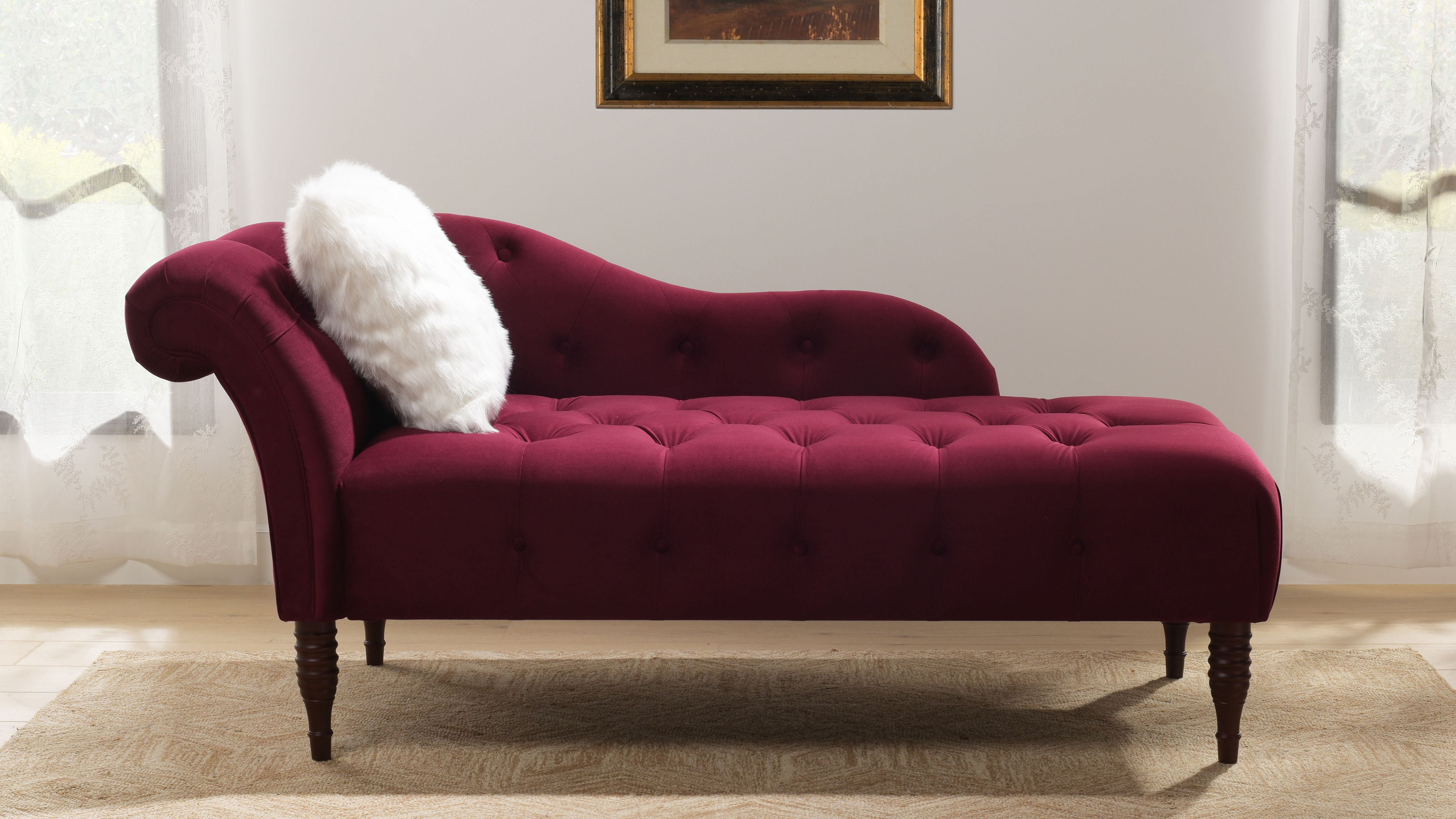 Samuel Tufted Roll Arm Chaise Lounge Burgundy Walmart Com Walmart Com