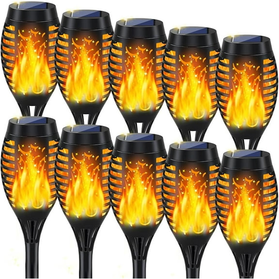 10 Pack LED Solar Outdoor Lights, Baokaler Flickering Flame Solar Torch Lights, Waterproof Outdoor Solar Powered Lights Xmas Decorations for Garden Patio Yard