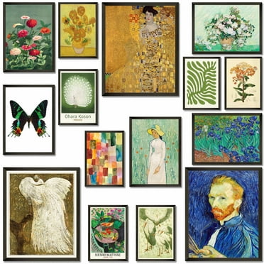 15 Pcs Colorful Eclectic Decor - Eclectic Home Decor, Maximalist Decor, Eclectic Wall Decor, Famous Artist Painting Pictures, Funky Eclectic Gallery Wall Art Prints for Bedroom (8x10, UNFRAMED)