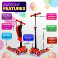 thumbnail image 2 of Scooter Patineta Hurtle con 3 Ruedas Luces LED Ajustable Asiento Plegable con Freno Infantil Rojo Hurtle H8556777, 2 of 2