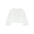 thumbnail image 3 of CHICTRY Womens Spring Summer 3/4 Sleeve Shrug Cropped Chiffon Bolero Dress Wraps Cover-Ups White XL, 3 of 5