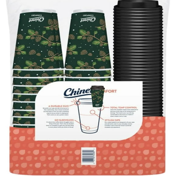 Disposable Chinetz~Comfort insulated Cups and Lids, 16 oz (16 Oz(80 Pack))