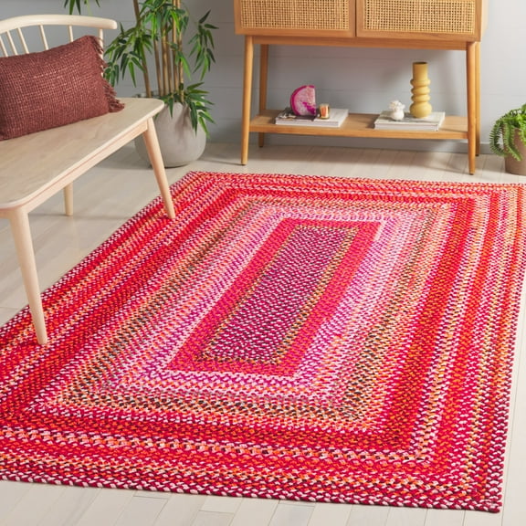 SAFAVIEH Braided Bojan Geometric Reversible Area Rug, Red/Orange, 4' x 6'