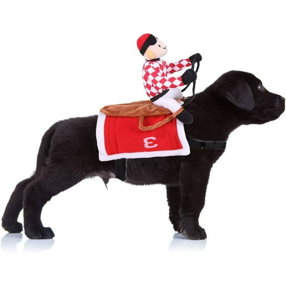 Halloween Dog Jockey Pet Horse Race Costume Cat Funny Clothes for Halloween Party Cosplay Taking Photo