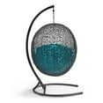 thumbnail image 5 of Afuera Living Outdoor Patio Rattan Swing Lounge Chair in Turquoise/Black, 5 of 6