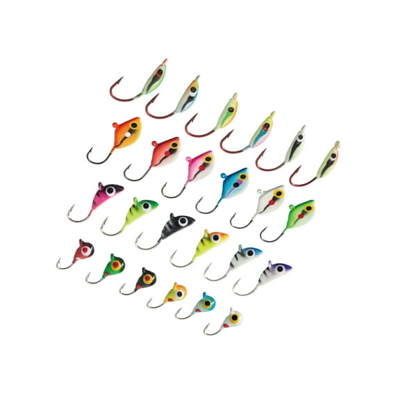 Bassdash Ice Fishing Lure Kit Glowing Paint Jigs for Winter Ice Jigging Crappie Sunfish Perch Walleye Pike