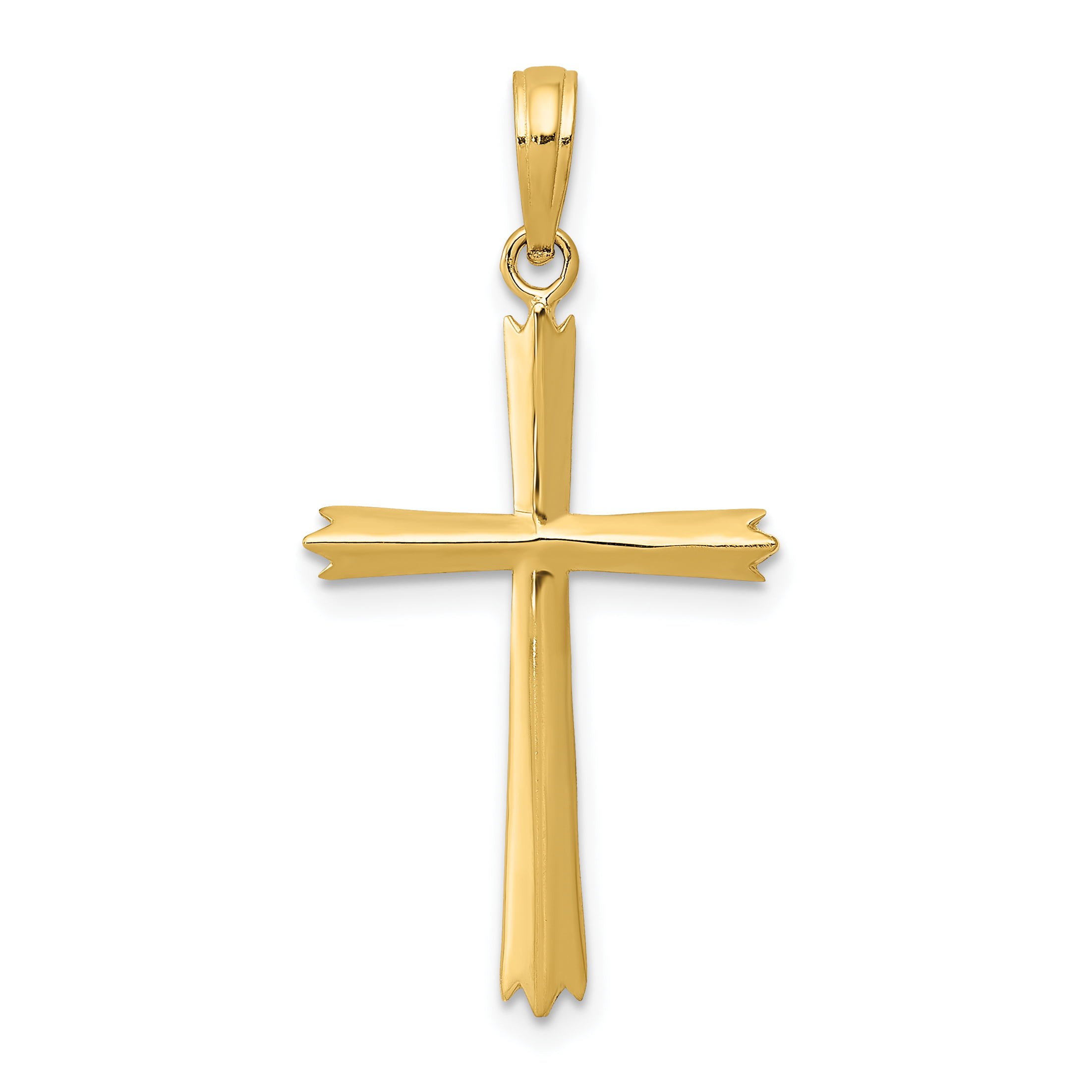 Solid 10k Yellow Gold Passion Cross Pendant 30x16 mm 