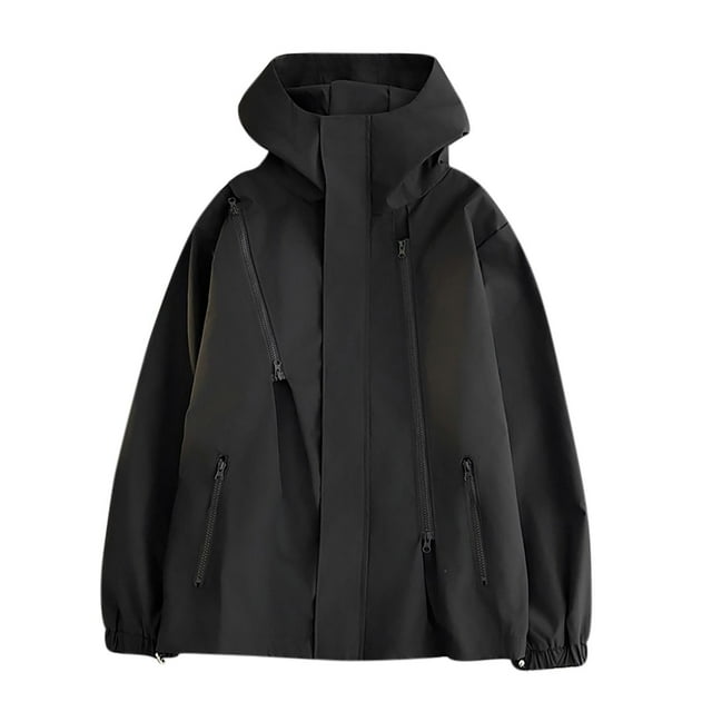 Veste à Capuche Légère pour Homme; Coupe-Vent Compressible avec Fermetures Éclair Résistantes à l'Eau; Veste d'Extérieur Respirante pour la Randonnée, le Voyage, le Camping et le Vélo; Manteau Décontracté Toutes Saisons