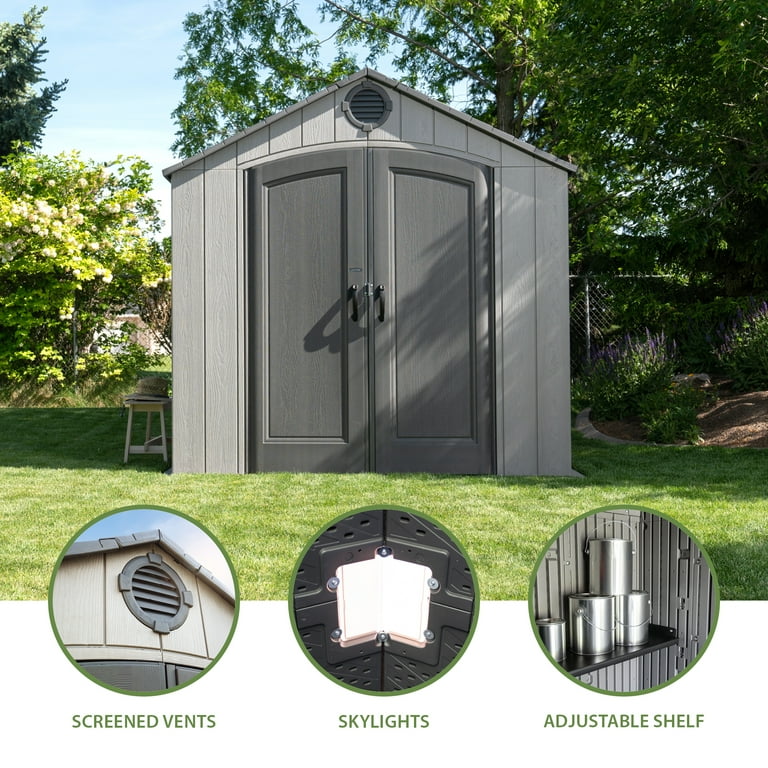みんみんグレーXS Lifetime 8x7.5ft Outdoor Utility Garden Storage Shed 52.9 sq.ft