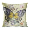 YWOTA Retro Vintage with Watercolor Butterfly Flowers and Leaf Drawing Garden Graphic Pillow Cases Cushion Cover 20x20 inch