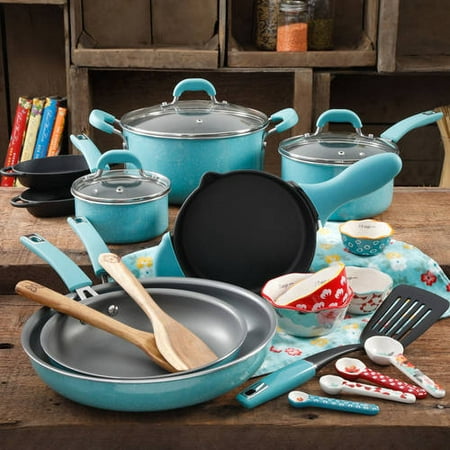 The Pioneer Woman Vintage Speckle 24-Piece Cookware Combo (Best Cookware For The Money)