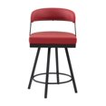 thumbnail image 2 of Lexicon Oxton Metal & Faux leather set of 2 Swivel Counter Height Chair in Red, 2 of 5