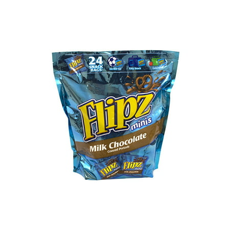 Flipz Mini Chocolate Covered Pretzels Snack Bags, 24